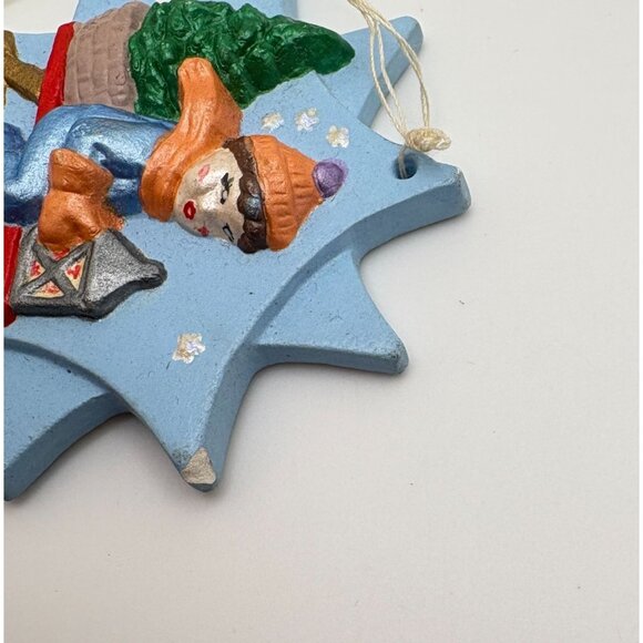 Vintage Star Shaped Christmas Tree Ornaments Festive Winter Scenes Hand Painted - Picture 7 of 7